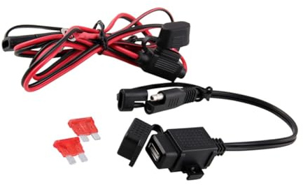 SUPVOX 12v Dual Usb Motorcycle Charger Adapter with Inline Fuse for Mobile Phone and Gps Sae to Usb Power Supply for Motorcycles and Scooters