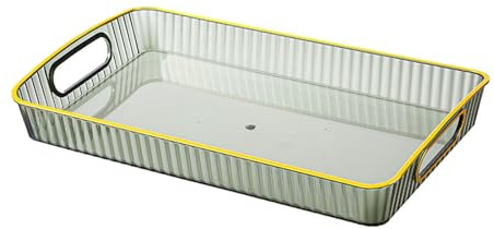 Plateau transparent avec poignées - Plateau de service avec poignées - Plateau de service à thé - Plateau de service pour la maison - Plateau de service épais transparent pour collation, fruits, café,