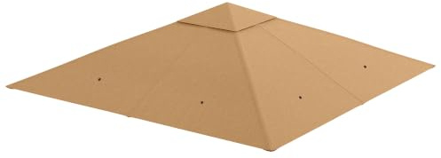 Outsunny Tetto di Ricambio per Gazebo 3x3 m da Giardino 298x295cm Beige | Telo Copertura per Gazebo, Resistente all'Acqua, Poliestere 180g/㎡, 8 Fori di Drenaggio, Prese d'Aria, Solo Copertura