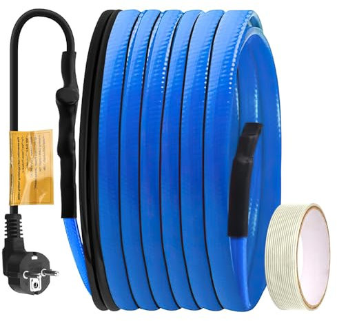 SKIKHN Frostschutz Heizkabel, 4M Rohrheizkabel für Rohrfrostschutz, Selbstregulierendes Heizkabel mit Thermostat, Heizkabel Für Wasserleitung mit 5M Glasfaserband, zum Wasserrohren Wasserhahn (25W/M)