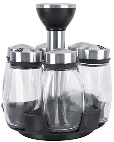 ABBNIA Seasoning Jar,Household Rotating Seasoning Spice Box Jar Organizer with Rack for Pepper Salt Condiment