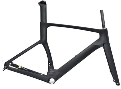 BSFHQS 700C Carbon Rennrad Rahmenset 47/49/52/54/56/58cm Straßenfahrrad Hartschwanz Rahmen Scheibenbremse Fahrradrahmen Steckachsenrahmen F12*100MM/R12*142MM Interne Verlegung(52cm)