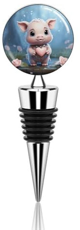 Weinflaschenverschluss, Metall, dekorativ, elegant, wiederverwendbar, auslaufsicher, Cartoon-Design, hält ein Herz, Weinkorken für Geschenke, Bar, Urlaub, Party, Hochzeit