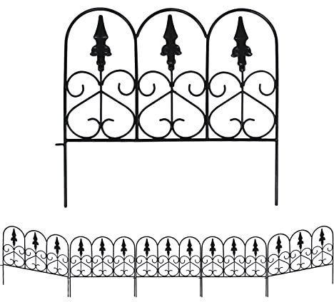 SCENDOR 5Pack Decorative Fence Metal Border 18 H x 20 W Fence Panels No Dig Fence Landscape Fencing for Flower Bed Yard Dogs Animal Barrier