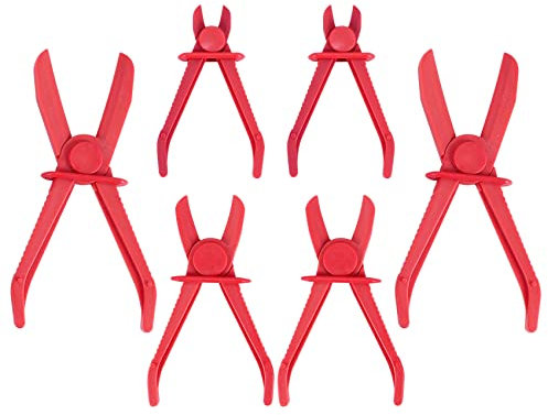Orolotay 6 Pack Zangen,Leitung Quetschzangen für Bremse SchläUche, Kraftstoff SchläUche,Benzin Leitungen,KüHlmittel SchläUche,KüHler SchläUche,Rot