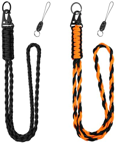 Vicloon Paracord Schlüsselanhänger, 2 Stück Umhängeband Schlüsselband | Paracord Lanyard mit Metall Ring und Mini Abnehmbare Geflochtenes Lanyard für Schlüssel, Ausweishalter