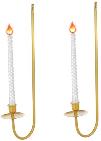 Generisch 2 STK Wandkerzenhalter aus Metall Stumpenkerze Teelicht Spitzkerzen Wanddekoration goldene kerzenhalter Metall kerzenhalter Wandleuchten Kerzenhalter Kerzenständer dekorativ