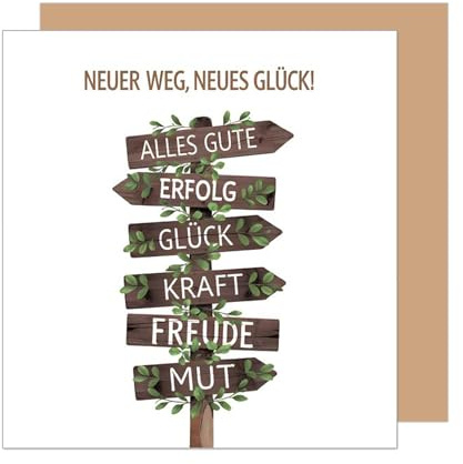 Edition Seidel Premium quadratische Glückwunschkarte zum Abschied mit Umschlag. Abschiedskarte mit Spruch für Frau Mann Kollegin Kollege Pension Abschied Rente Ruhe Wegweiser (ASQ110 SW025)