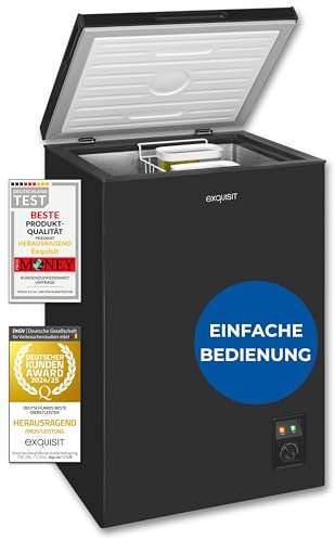 Exquisit Congelatore, 2 in 1, 99 litri, congelatore, congelatore, congelatore a 4 stelle, congelatore piccolo, caricamento dall'alto, congelatore, congelatore, GT100-050E nero