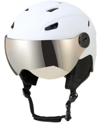F Fityle Casque de Ski avec visière intégrée, Ajustement réglable, Casque de Ski Respirant, résistant aux Chocs, Casque de Sport de Neige, Casque de Snowboard