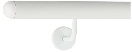TIBU Corrimano in alluminio bianco ringhiera 30 – 600 cm corrimano da parete per scale in acciaio inox, lunghezza 270 cm con 3 supporti e tappo semicircolare