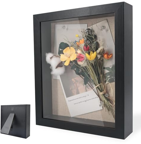 Bilderrahmen zum Befüllen, Tiefer Bilderrahmen zum Befüllen 30 x 30 cm, Tiefer Rahmen für Wand & Desktop, 3D Objektrahmen Tiefer 3cm, Geeignet für Dreidimensionale Wanddekoration, Schwarz