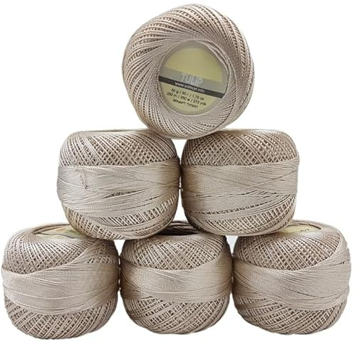 300 Gramm Ilkadim Export Tulip Seide Garn Mikrofaser, 6 x 50 Gramm Satin Garn glänzend, Filetgarn einfarbig (natur 404)