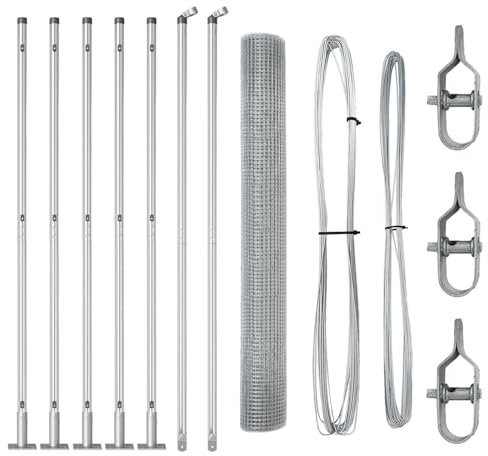 vidaXL Clôture avec poteaux Argent 0.8 x 10 m Acier, Clôture de jardin et terrasse, barrière de sécurité extérieure, durable et résistante aux intempéries.
