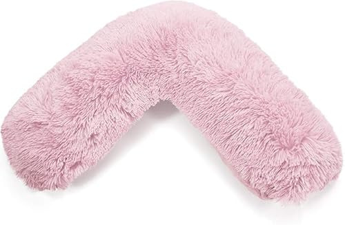 Bella Nights Teddy Cuddles V-Shaped Pillow With Case And Cuddles V Case Only – Soft Plush Fleece Neck Maternity & Orthopaedic Support (Pink, Teddy Cuddles Cover Only)