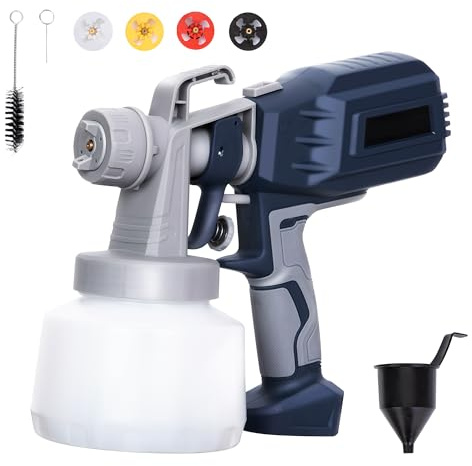 HeroJet Paint Sprayer, Fence Paint Sprayer with 1000 ml Container, Electric Spray Gun with 4 Nozzles and 3 Patterns for Walls, Ceilings, Fences, Sheds