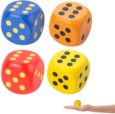 PangWuu 4 Stück 5CM Schaumstoffwürfel, 5CM Würfel Groß, Bunt Für Familienspiele Und Lernaktivitäten, Sicher Für Kinder Von 3-12 Jahren, Ideal Für Kindergarten Und Schule