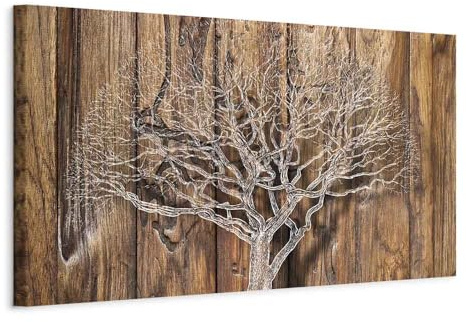 murando - Quadro in Rilievo Albero Effetto Legno Rustico Marrone 120x40 cm 1 Pezzo su Tela XXL Grande - Quadri Moderni Soggiorno - Stampe da Parete Moderno - Stampa Artistica - Legno b-C-0214-b-a