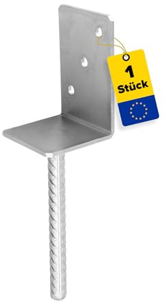 DMX - L Pfostenträger 85x90 - Anker zum Einbetonieren - Pfostenanker | U profil - Pfostenträger zum einbetonieren - Stützenfuß für Zaunpfosten - Holzpfosten - Anker - Terrasse, - Carport Pavillon