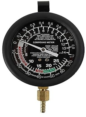 UZAMIRLEX Manómetro, Comprobador de compresión de Motores de automóviles con medidor de 3 Pulgadas, Escala Dual, Barra PSI y múltiples adaptadores(No Box set2)
