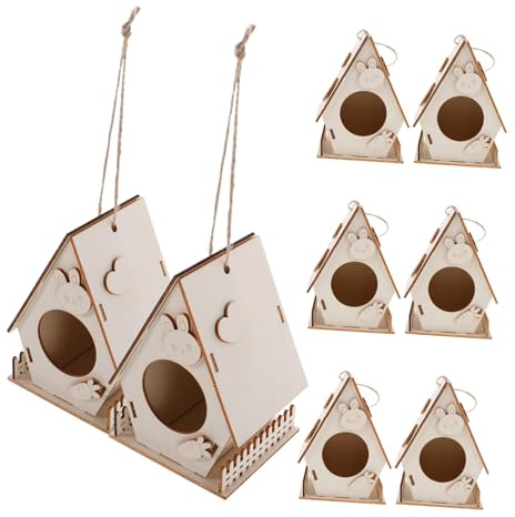 SUPVOX 8 Piezas Kit de Casas de Pájaros de Madera DIY de Casas Colgantes sin Pintar para Manualidades Pintura y Proyectos de Infantil Actividad Creativa para Fiestas y Aula
