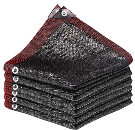 1 x 48 cm schwarzes Schattentuch, 90 % UV-beständig, Terrassennetz für Pflanzen, robuster Gartenschirm mit Ösen, Sonnenschutz für den Außenbereich, für den Garten
