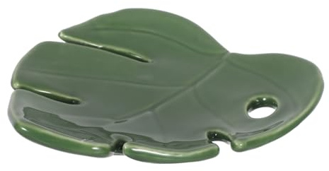 Toyvian Plateau à Bijoux en Céramique de Feuille Monstera Vert | Grosse Capacité, Nettoyage Facile et Résistance aux Taches, pour Bagues, Boucles D’oreilles et Clés