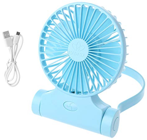 Oxtxuzdm Ventilador portátil para el cuello, manos libres, para colgar en el cuello, deportivo, recargable, 3 velocidades, ajustable, ventilador USB para coche con clip