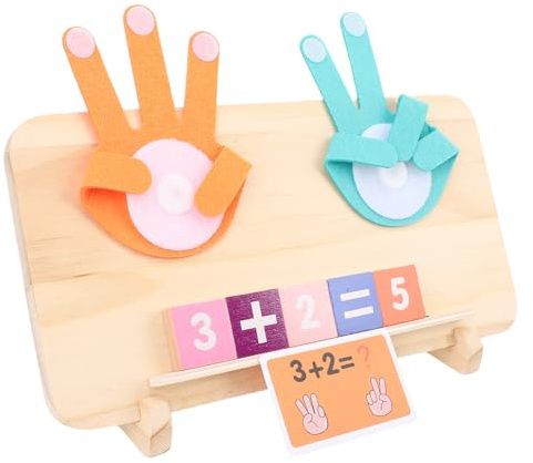 ZASCHMOY Palm Math Juguetes Educativos, Tablero de Rastreo de Números de Conteo de Dedos de Doble Cara con Bolígrafo de Madera para Niños Pequeños Aprendizaje Preescolar, Suministros de