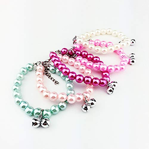 Egurs 5er Pet Dog Perlenhalsband mit Glocke, 5 Farben S = 20cm
