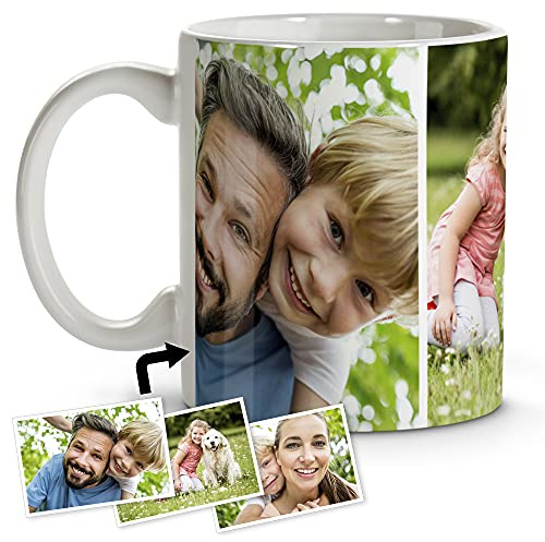 LolaPix Tazas con foto. Tazas personalizadas. Tazas desayuno originales. Taza de cerámica. Regalos personalizados. Hasta 4 fotos. 3 FOTOS