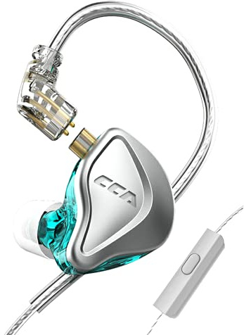 CCA NRA Écouteurs intra-auriculaires HiFi intra-auriculaires avec technologie Electret en alliage de zinc haute fréquence haute résolution 2 broches (avec micro)