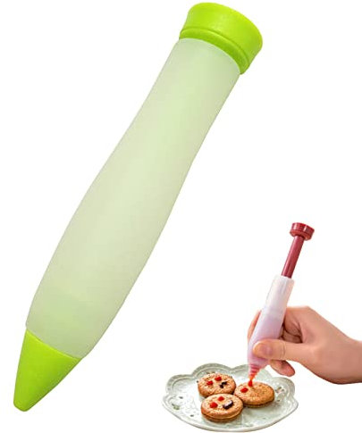 Kuchen Dekorieren Stift, Gebäck Dekorierstift, Krapfenspritze aus Silikon, Dessert Dekorationsstift Für Dekorieren Gebäck Creme Schokolade Zuckerguss DIY Schreiben Und Verzieren (Grün)