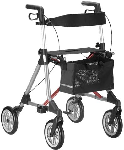 Russka Rollator Elan Plus - mit extra weichen Komfort Rädern anthrazit/dunkelrot