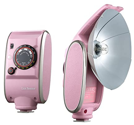 GODOX Lux Senior Retro-Kamerablitz GN14 CCT 6000±200K mit faltbarem Reflektor 1700mAh Speedlight Auto/Manueller Blitzmodus für Canon Sony Nikon Fuji Olympus Panasonic Kameras Rose Pink