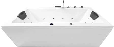 Basera® BASIC Indoor Whirlpool Badewanne Naxos (150 x 75 cm) | 16 Massagedüsen, Wasserfall, LED-Ambiente