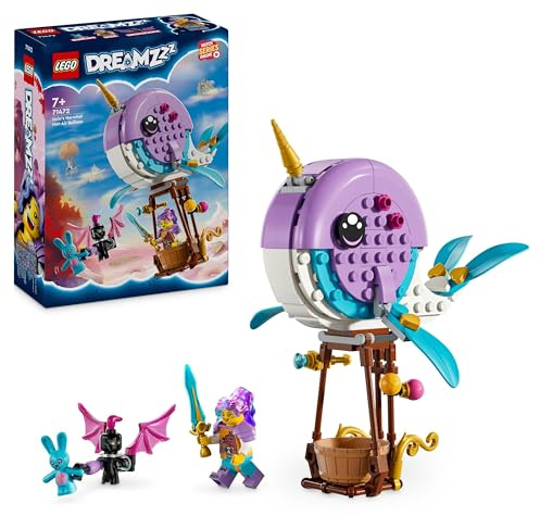 LEGO DREAMZzz 2-in-1 Izzie's Narwhal Hot-Air Balloon Toy, Sea Animal Building Set, Save Bunchu from Grimspawn, Transforming Whale Toy Figure, Gifts for Girls Boys and Kids Aged 7 Plus Years Old 71472