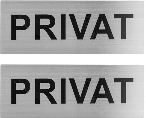 Hinweisschild PRIVAT, 2 Stück, 16 x 6 cm, 0,8 mm starkes Aluminium Schild, Schild zum Kleben, Privat Türschild für Innen- und Außenbereich, privater Bereich Hinweis für Geschäft, Büro, Restaurant