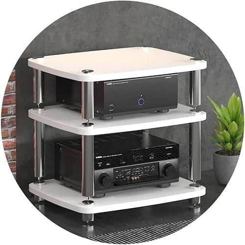 HiFi-Audioschrank, Plattenspieler-MDF-Ständer - 1/2/3/4-lagiger HiFi-Ständer, mit stoßdämpfenden Füßen, Leistungsverstärker-Ablage, für Geräteschrank