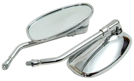 Lenkerendenspiegel 1 Paar 10 Mm Motorradspiegel Chrom Oval Retro-Rückspiegel E-Bike-Rückspiegel Motorrad Spiegel