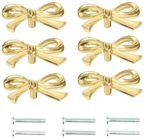 6-pack rosettknoppar, guld massiv mässing bågskåpsknoppar, kompakt guldrosett byrå drar handtag, dekorativa rosettskåp drar, eleganta vackra rosett möbelknoppar för hårdvara skåp garderob