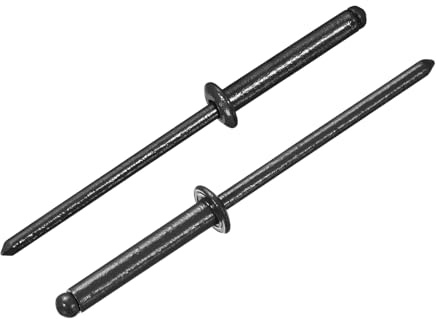 sourcing map Lot de 50 rivets aveugles en aluminium de 0,6 cm x 1,9 cm, poignée en aluminium et mandrin en acier, rivets longs fendus à tête bombée pour métal, meubles, automobile, noir
