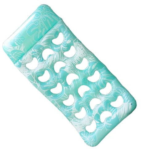 Schwimmbad Luftbettmatte - Pool Schwimmt Erwachsene | Aufblasbare Pools Lounger Float Mit Kopfstütze | Schwimmende Flöfe Tropical Blätter Muster Design Zum Schwimmenden Reisebrücken Hinterhof Party