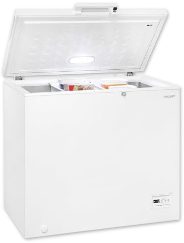 Exquisit Gefriertruhe, Kühlfunktion, 2-in-1, 198 Liter, Türschloss, 4-Sterne-Gefrieren, Schnellgefrieren, 2 Rollen, GT201-HE-040E weiss