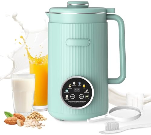 ANHANE 35oz Soy Milk Maker Machine: 8-in-1 Nut Milk Maker for Oat Milk, Vegan Drinks, Baby Food Blender - Plant-Based Milk Machine with Stainless Steel, LED Touch, Auto Shutoff (Green)