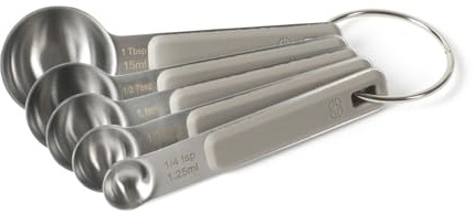 Calphalon Prime 5 Piece Stainless Steel Measuring Spoons W/Taupe Silicone Handles
