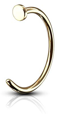 Paula & Fritz® Nose Hoop Ring Nasen-Piercing Nasenpiercing-s Nose für Nasenfluegel als Nasenschmuck Nasenstecker Nostril auch für Augenbraue, Lippe Edelstahl 316L Gold Dicke: 1mm, Länge: 10mm