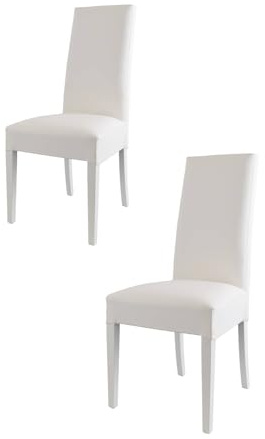 t m c s Tommychairs - 2er Set Moderne Stühle Luisa für Küche und Esszimmer, robuste Struktur aus lackiertem Buchenholz Farbe Weiss, Gepolstert und mit weissem Kunstleder bezogen