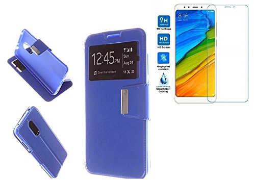 TD24H Funda Libro Ventana Azul para Xiaomi Redmi 5 Plus + Protector Pantalla 9H