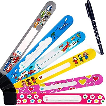 DireeKids barn ID-band 12-pack Never Fade ID-armband för barn säkerhet armband namn armband för märkning med en speciell penna 12-pack